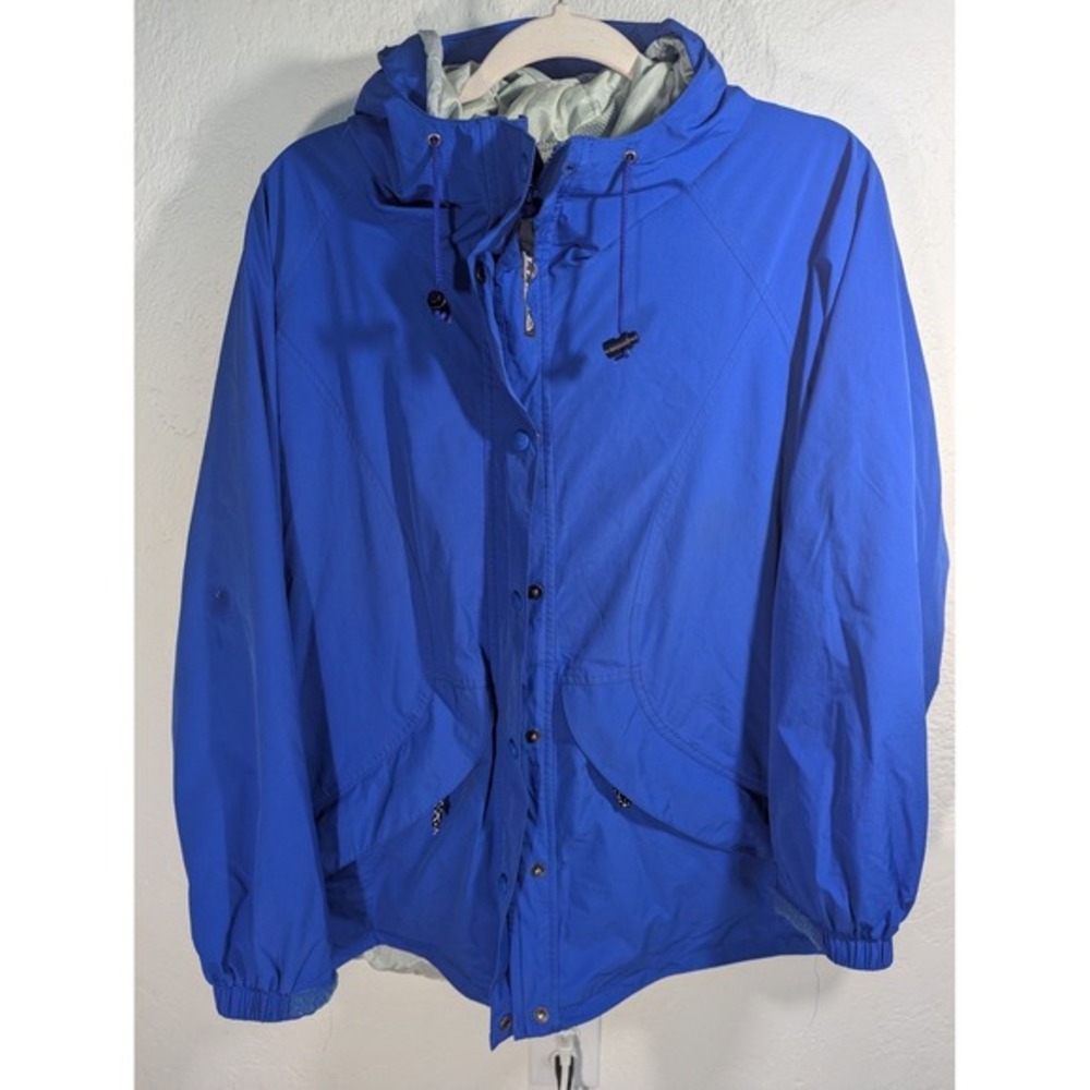 L.L. Bean Royal Blue Hooded Windbreaker Raincoat